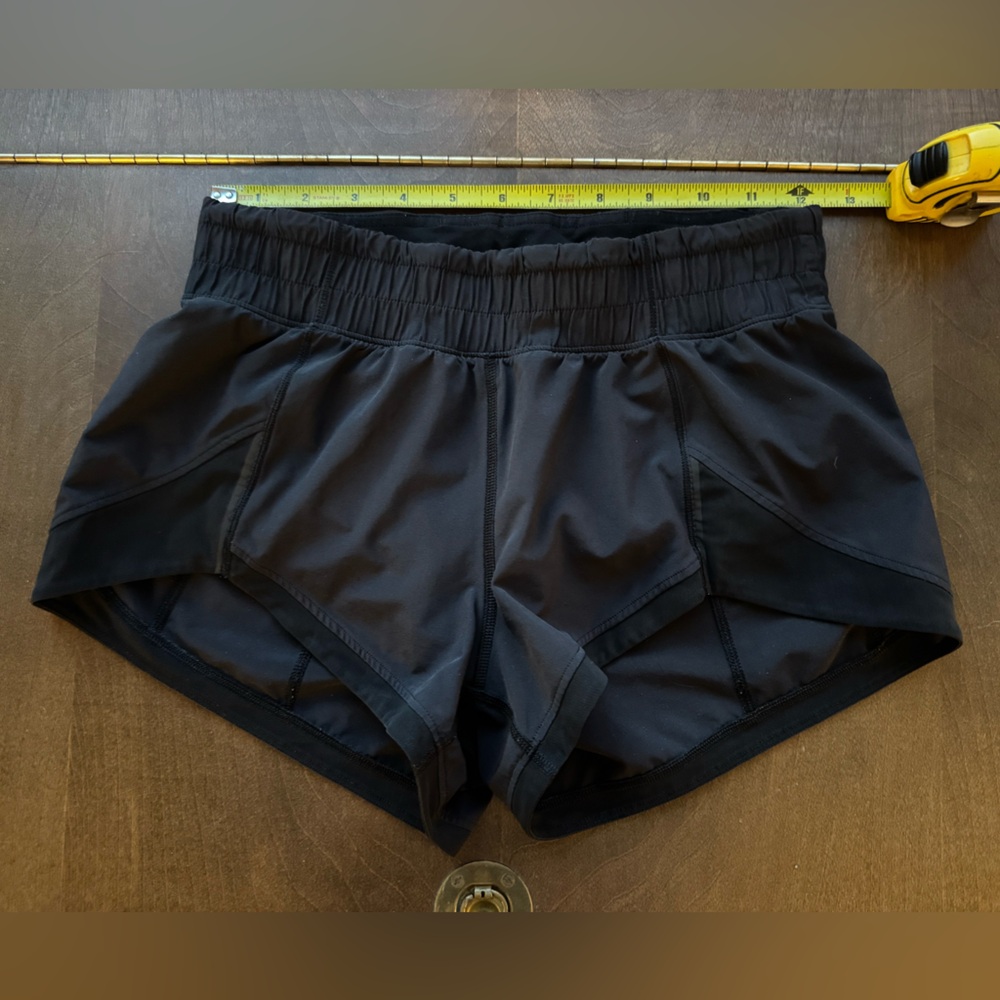 Lululemon black lined running shorts, 2.5in